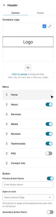 Builder panel: Subpage