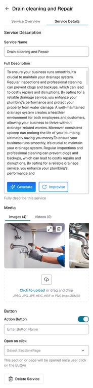 Builder panel: Subpage