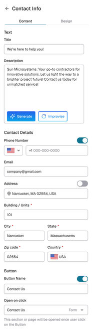 Builder panel: Subpage