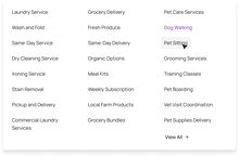 Web: services submenu