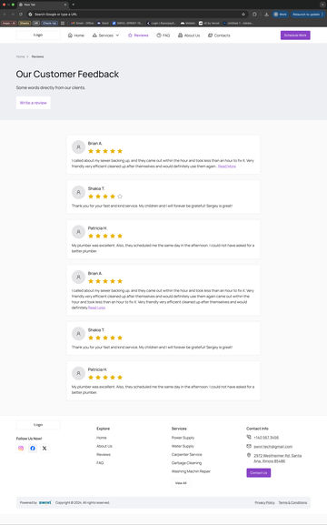 Web: Reviews Page, T1