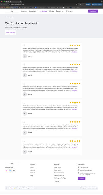 Web: Reviews Page, T2