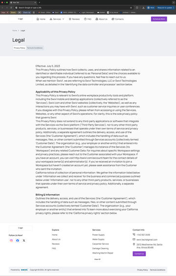 Web: Privacy Policy and TandC