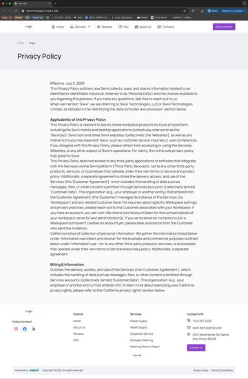 Web: Privacy Policy and TandC, If only 1