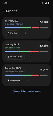 Google Pay, the final screens: Reports