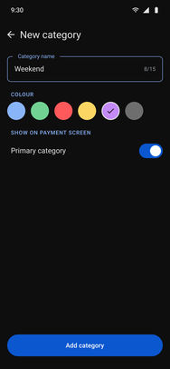 Google Pay, the final screens: New category