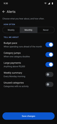 Google Pay, the final screens: Alerts
