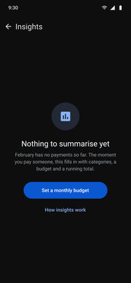 Google Pay, the final screens: State · empty first month