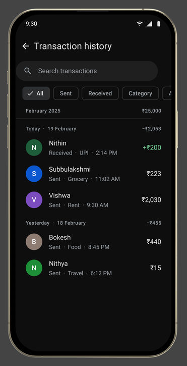 Google Pay, in its device: Activity