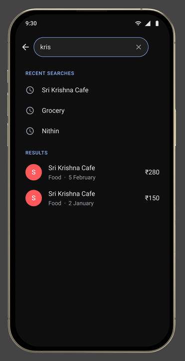 Google Pay, in its device: Activity · search