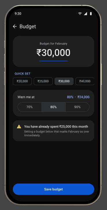 Google Pay, in its device: Budget edit