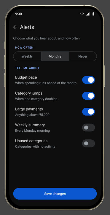 Google Pay, in its device: Alerts