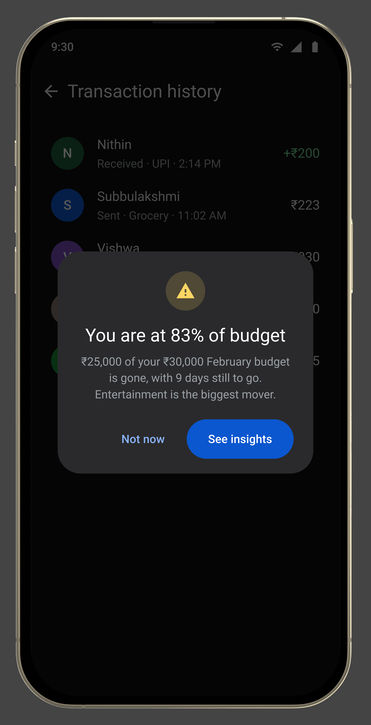 Google Pay, in its device: Budget alert