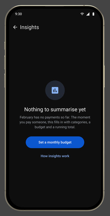 Google Pay, in its device: State · empty first month