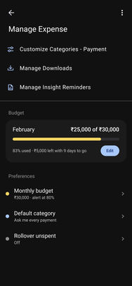 Google Pay, the first iteration: Money settings