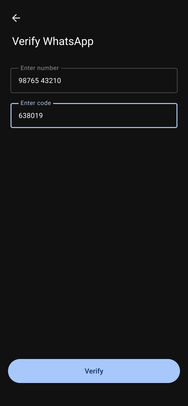 Google Pay, the first iteration: Verify whatsapp with code