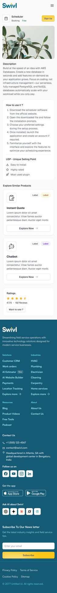Marketplace, mobile web: Scheduler - Details Page