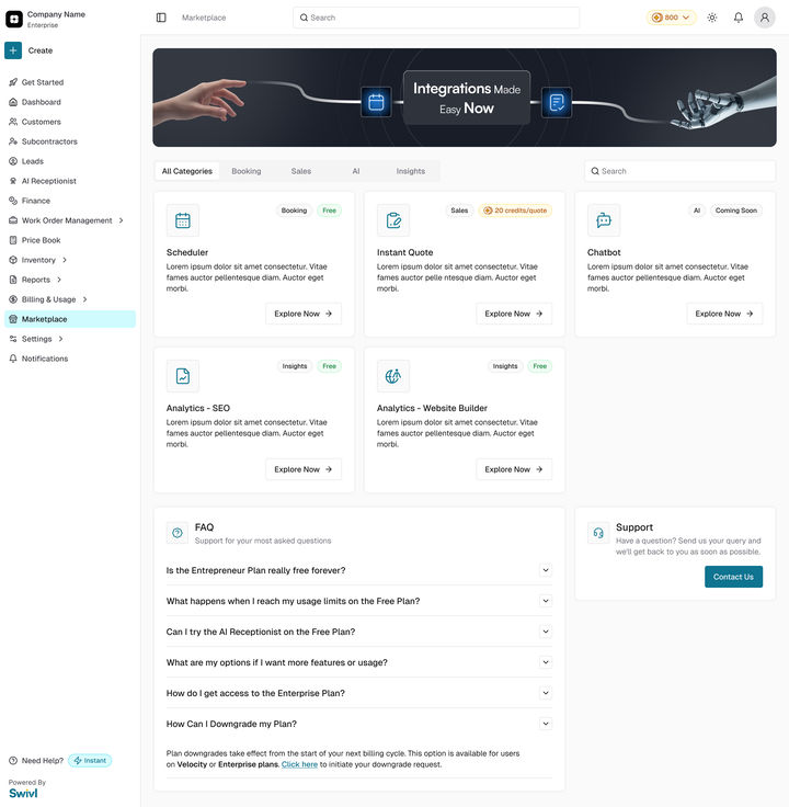 Marketplace, web: Main Screen - Web