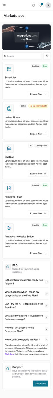 Marketplace, mobile web: Main Screen