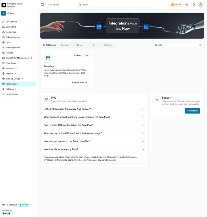 Marketplace, web: Main Screen - Web