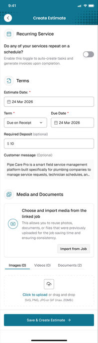 The app, full screen capture: recurring off