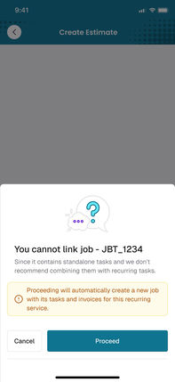 The app, full screen capture: can’t link this job