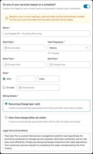 Web: the card switched on with nothing filled in yet