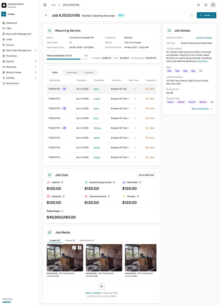 Web: the job Open, the final layout