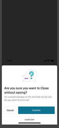 Mobile web, full screen capture: close without saving