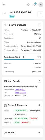 Mobile web, full screen capture: job details