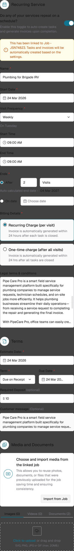 Figma component sheet: recurring and terms, mobile page