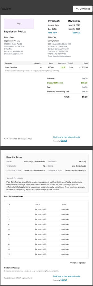 Figma component sheet: estimate pdf with the agreement