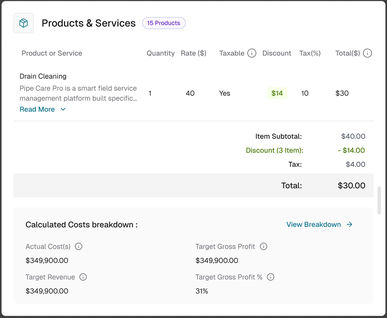 Figma component sheet: products and services, details card